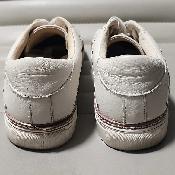 CROWN VINTAGE Kalinda Sneakers Size 7 Studs Chunky Bone Ivory Leather - Picture 5 of 13